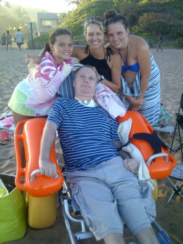 Nick Rey with his wife Gayle and daughters Bianca and Olivia at the Salt Rock Beach.