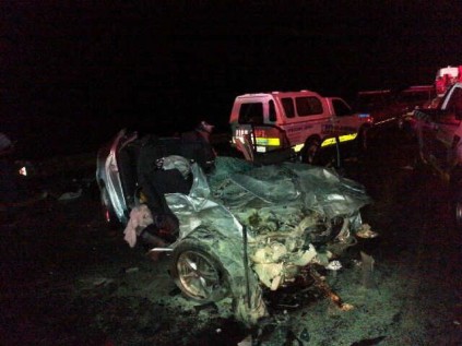 One of the vehicles, after being cut by the jaws of life.