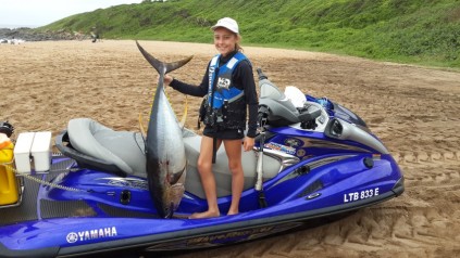 A very proud 11- year-old Jade Pivacic caught this 23kg Yellow Fin Tuna off Tinley Manor.