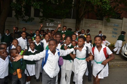 Some of the pupils did not look too upset about missing a day of school.