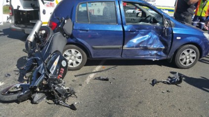 The wreckage of the motorbike and car. Photo: Rapid Care