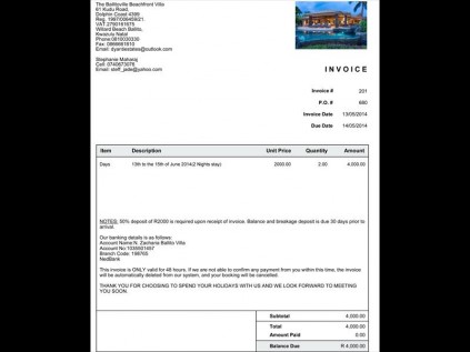 The invoice bearing the address of the home. 