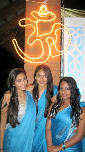 Beautiful in blue: Sejal Reddy, Layla Shah and Sinead Thomas.