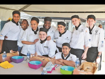 The group of International Hotel School students who helped the young contestants through the daunting mystery box challenge. From left, Karishma Baruth, Noxolo Hlongwa, Mbali Majozi, Siphesihle Dlamini, Stacey Dall, Naseeba Ismail, Tameshnee Govender, Samantha Koen and Keith Halley.