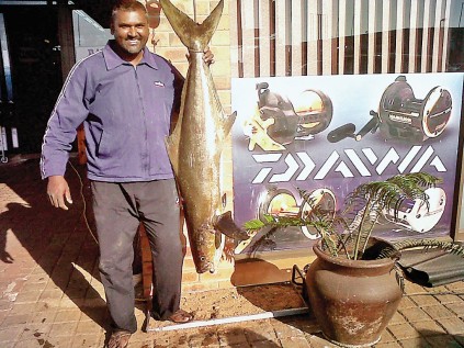 Derrick Ganasen caught this prodigal son of 26.08kg from the beach at Sheffield Beach last week. The fish took a live Karanteen bait. 