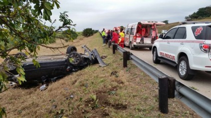 The car came to rest down an embankment next to the road. Photo: IPSS Medical Rescue