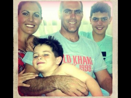 A recent photo of Cameron Dalziel with his wife Reine and their boys Sheldon (14) and Cruz (4). 