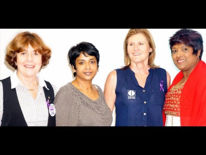 Speakers at the SAPPI Women's Day event from left, Glenda Thompson of Hirsch, Bev Sukhedeo of SAPPI, Jenny Russel of Diabetes South Africa and Indrani Govender of RICINZ.