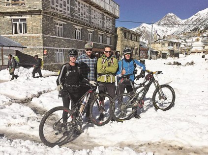 Safely back at Manang - Dean Burscough, Canadian Matt Adams, Graeme Duane and Cuan Cronje.