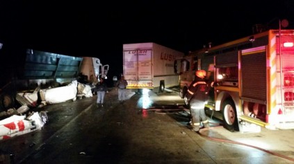 The two trucks that collided on the N2 near Mvoti toll. Photo: IPSS Medical Rescue