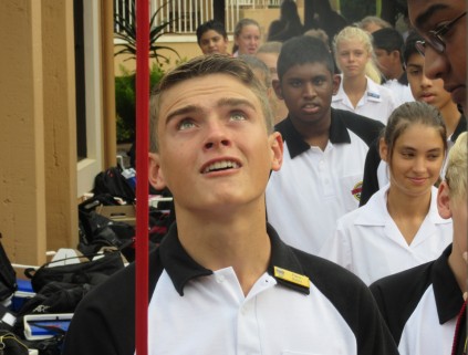 Here Pierre Botha rings the Ashton Chime, entering into Senior College.