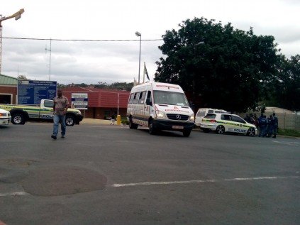 Ambulance leaves the Stanger hospital this morning.