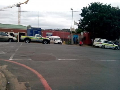 Police vehicles at Stanger hospital.