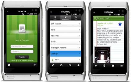 Evernote app interface.