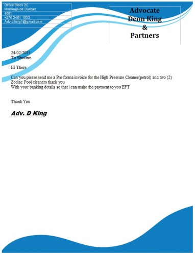 Does this look strange? The letter that was sent to Slimline Pools.