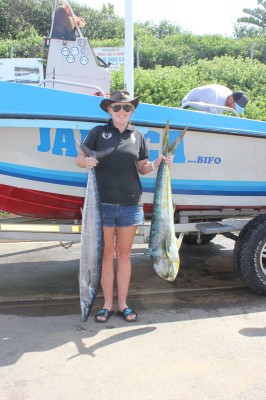 Jill Lynch was the winner of the ladies competition and caught a 10,5kg Wahoo and a 7,5kg Dorado, which Anthea really enjoyed.