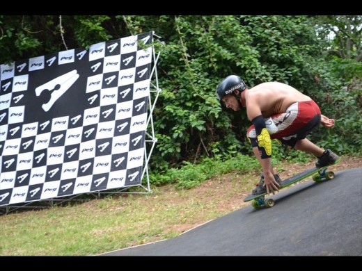 Ballito's Eben Combrinck and former SA champ, pumping down the track.