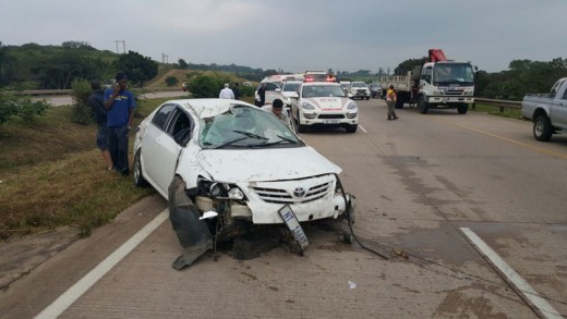 The vehicle overturned on the N2 south and ended up in the right hand lane of the N2 north.