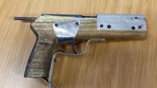 The homemade 9mm pistol that the hijackers used.
