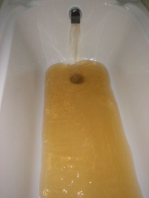 The brown-coloured water coming from a resident's taps in Townsend Road in Ballito.