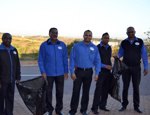 The Hirsch Ballito sales team cleaning up for International Environment Day.
