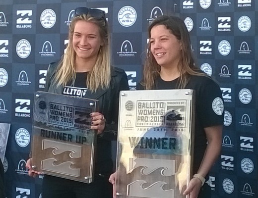 Runner up Faye Zoetmulder and Ballito Women's Pro 2015 champ Nikita Robb.