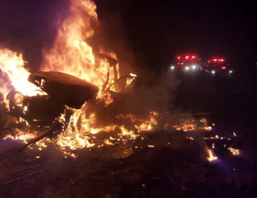 One bakkie caught alight. Photo: IPSS Medical Rescue