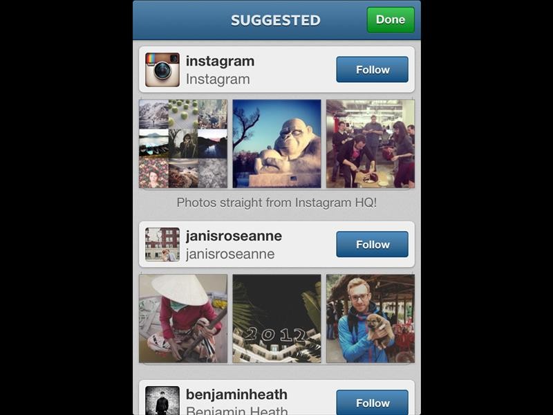 You can follow accounts on Instagram by searching for your friends, suggested followers or using the explore button to see what people are posting to Instagram.