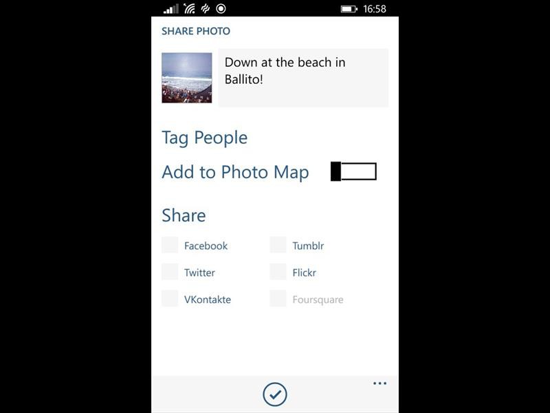 Now you can write a caption for your photo, tag friends in the photo and share it to your Twitter or Facebook accounts. If you are done, you can post the photo to Instagram and it will appear in your feed. Everyone who follows you will see the picture.