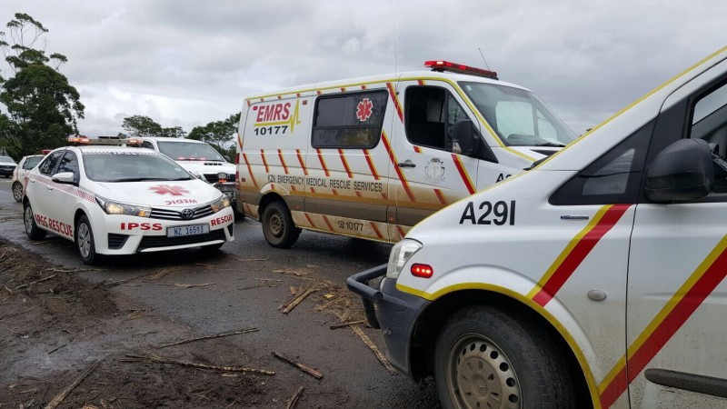 Paramedics on the R102 at the scene of the shooting. Photo: IPSS Medical Rescue