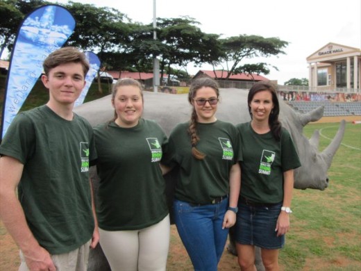 From left, young conservationists Byron Latham, Dané Janse van Rensburg and Katelyn Baird with teacher, Liezl Joosten.