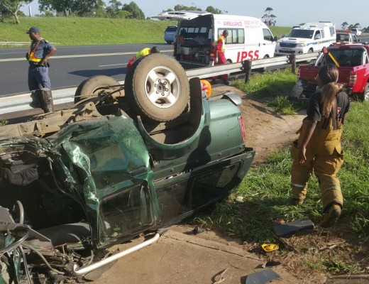 The wrecked vehicle at the Mandeni bridge. Photo: IPSS Medical Rescue