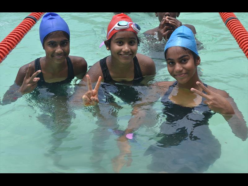 Reann Moodley, Jeshae Reddy and Renee Premandhan are Maidstone's star swimming girls.
