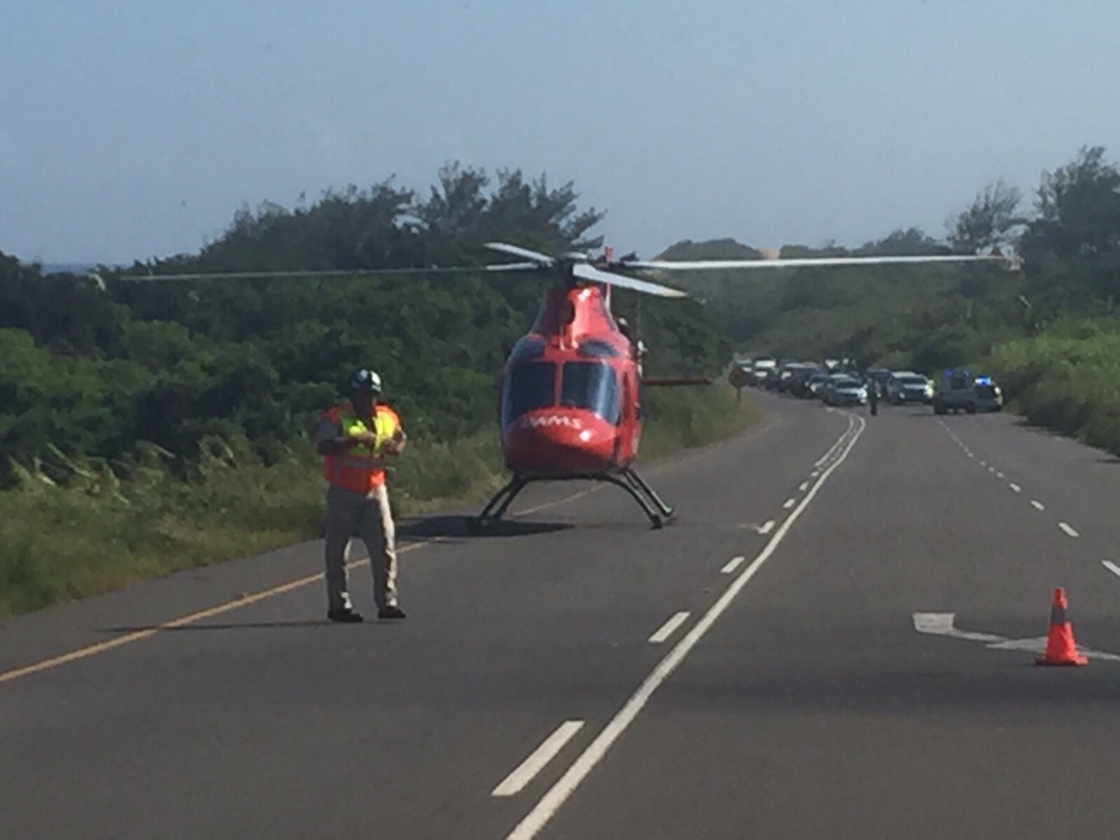 The pedestrian was airlifted to hospital. Photo: IPSS Medical Rescue