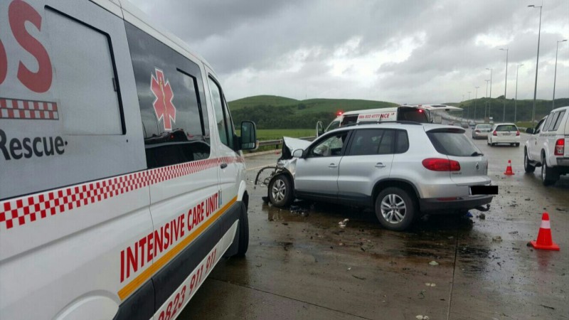 The car lost control in the wet conditions on the N2 north. Photo: IPSS Medical Rescue