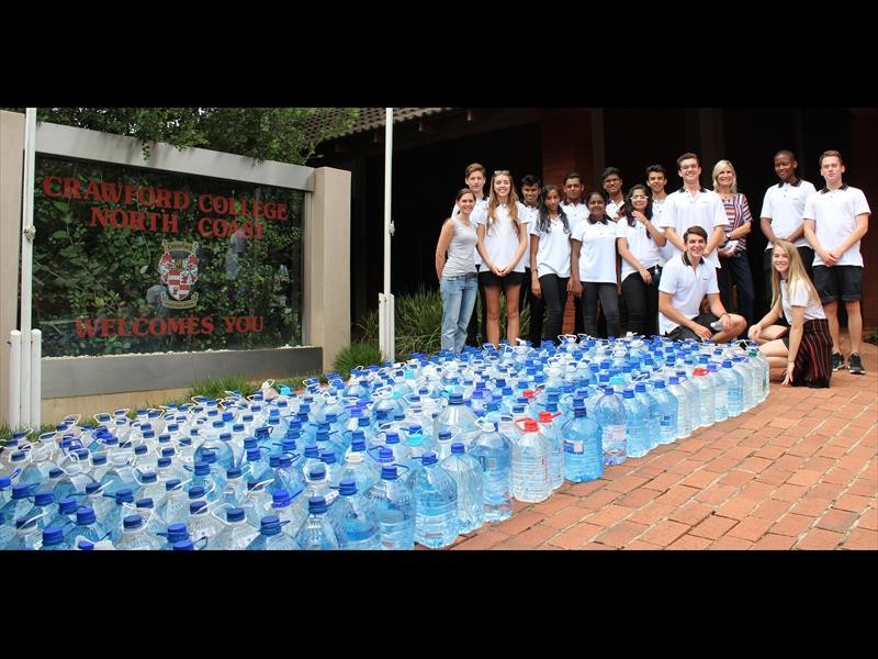 In two days, Crawford College North Coast pupils and parents donated 550 x 5 litre bottles of water which was delivered to East Coast Radio House on Friday, January 29.