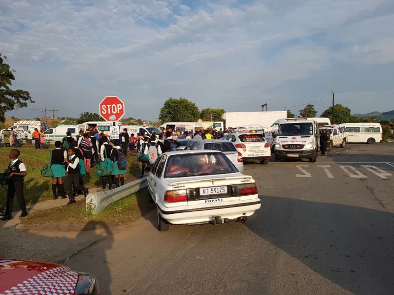 The taxis crashed on the R102, Groutville.