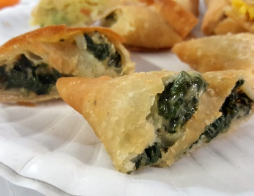 The spinach samoosas are deliciously moist and packed with flavour.