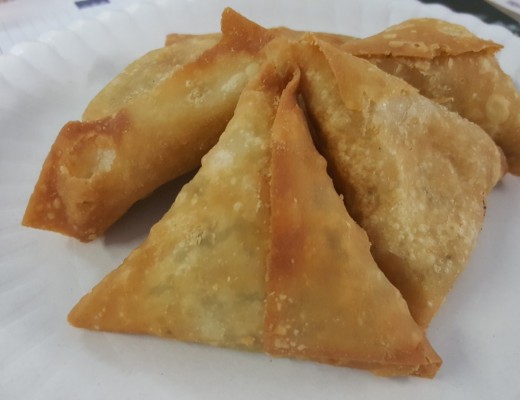 The crispy, non-greasy pastry is a great start to this samoosa.