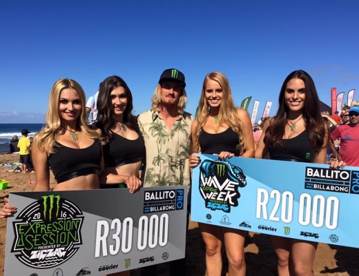 He might not ahve made the finals, but Beyrick De Vries walked away with 50k  after scooping the win for the Zigzag Surfing Magazine Wave of the Week and the Monster Energy S.A Expression Session.