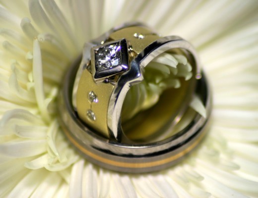 van Loggerenberg's wedding ring - including the original two white gold bands and the centre ring bearing a diamond.