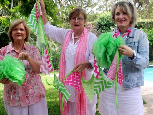 Christmas country fair fever abounds and preparing some decor items are Wendy Slabbert, Gill Campbell and Wilna Cremer. Photo: Barry Bowditch