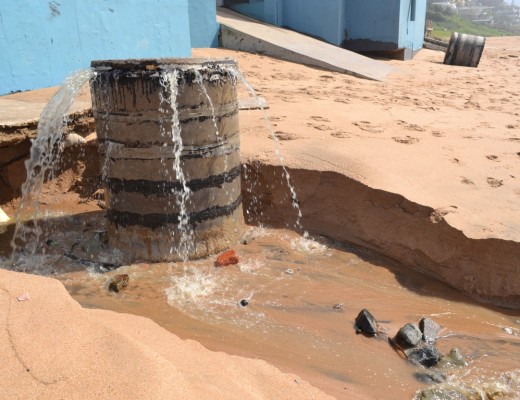 Three manholes on Willard Beach are overflowing with sewage.