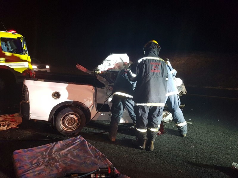 The KwaDukuza fire department used the jaws of life to extricate the couple in the bakkie. Photo: IPSS Medical Rescue