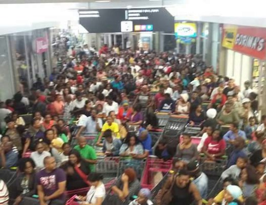 Shoppers wait like sardines in a tin at Gateway.