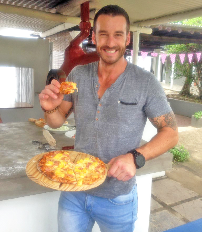 Graeme Richards is proud of his pizza creation, even though it did not make it on the menu.