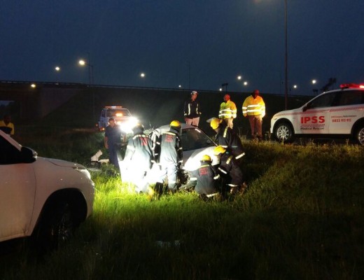 Emergency services attend to the injured.  Photo: IPSS Medical Rescue