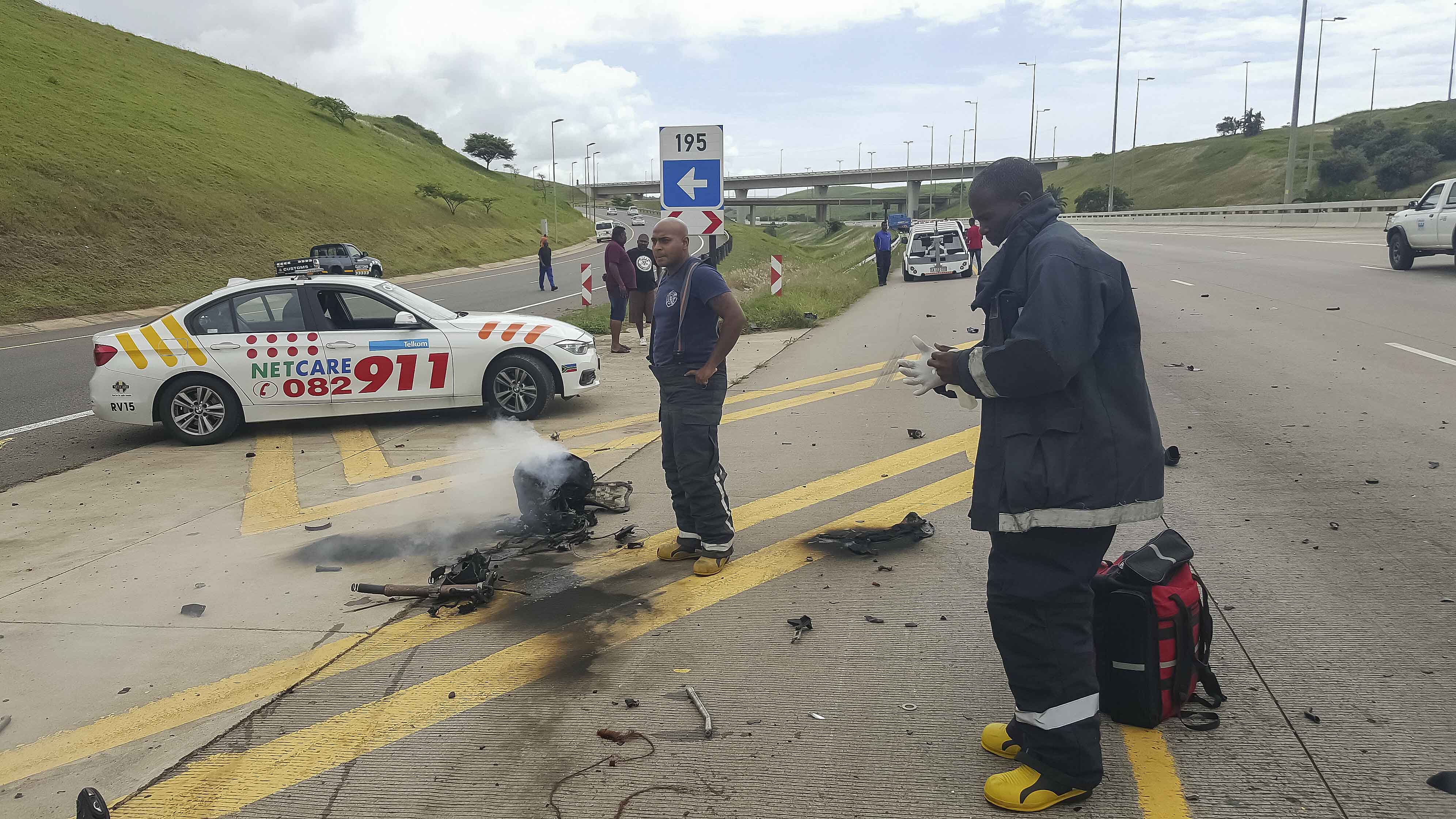 Debris scattered across 90 meters. Photo: Netcare911