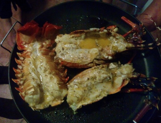 Anderson prepared the lobster with garlic butter - yummy!