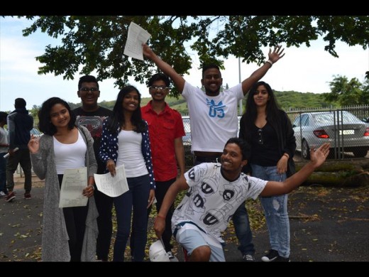 Seatides Comined School pupils celebrating their matric results from left, Valencia Nair, Deroshen Reddy, Meleshnie Govender, Kylen Dilsook, Keshan Govender, Sanam Maharaj and Jashan Moodley.